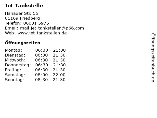 Jet Tankstelle in Friedberg: Adresse und Öffnungszeiten