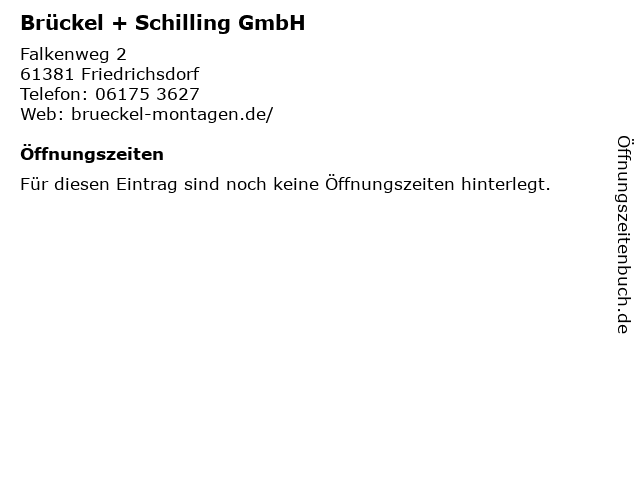 Brückel + Schilling GmbH in Friedrichsdorf: Adresse und Öffnungszeiten