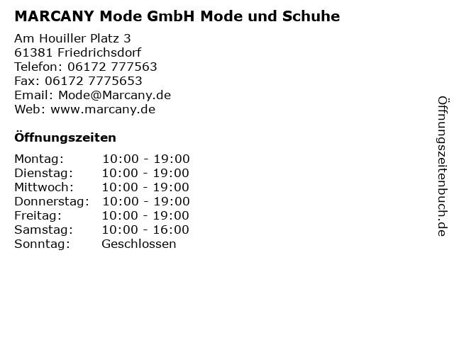 MARCANY Mode GmbH Mode und Schuhe in Friedrichsdorf: Adresse und Öffnungszeiten