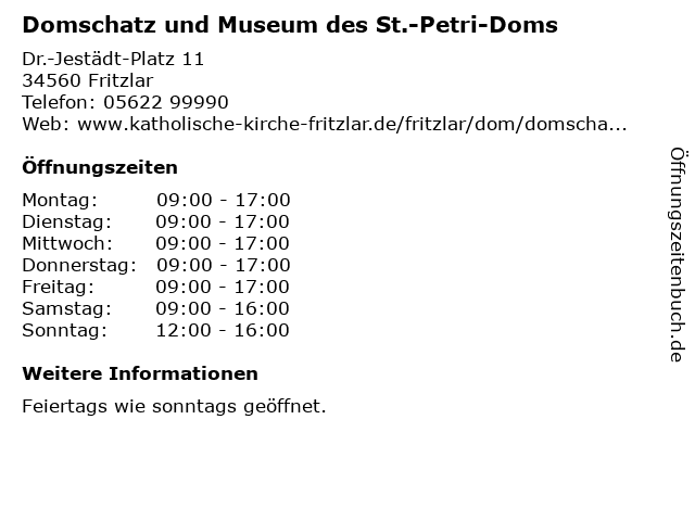 Domschatz und Museum des St.-Petri-Doms in Fritzlar: Adresse und Öffnungszeiten