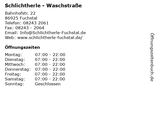 Schlichtherle - Waschstraße in Fuchstal: Adresse und Öffnungszeiten