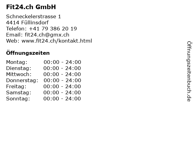 Fit24.ch GmbH in Füllinsdorf: Adresse und Öffnungszeiten