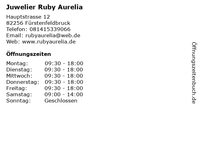 Juwelier Ruby Aurelia in Fürstenfeldbruck: Adresse und Öffnungszeiten