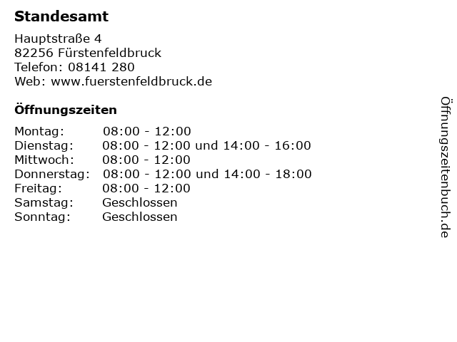 ᐅ Öffnungszeiten „Standesamt“ Hauptstraße 4 in