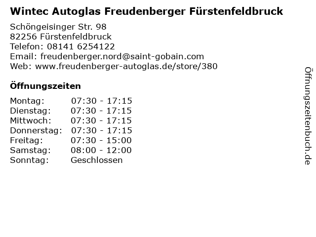 Wintec Autoglas Freudenberger Fürstenfeldbruck in Fürstenfeldbruck: Adresse und Öffnungszeiten
