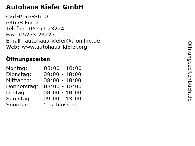 Autohaus Kiefer GmbH in Fürth: Adresse und Öffnungszeiten