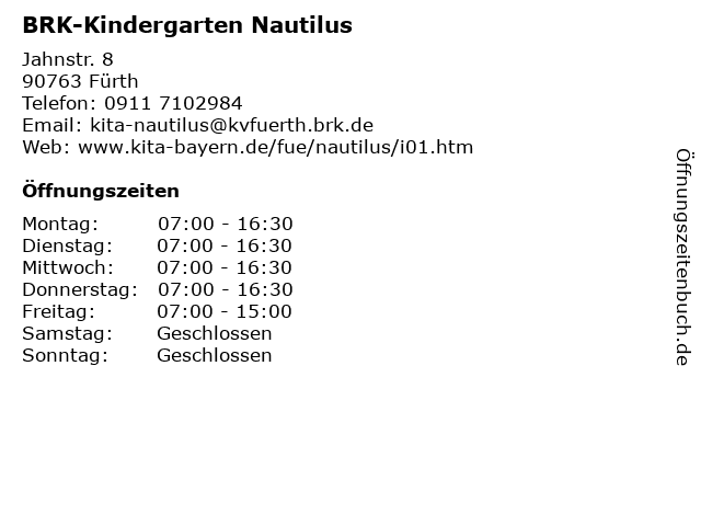 BRK-Kindergarten Nautilus in Fürth: Adresse und Öffnungszeiten