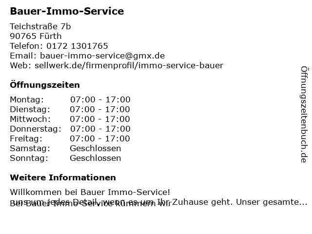 Bauer-Immo-Service in Fürth: Adresse und Öffnungszeiten