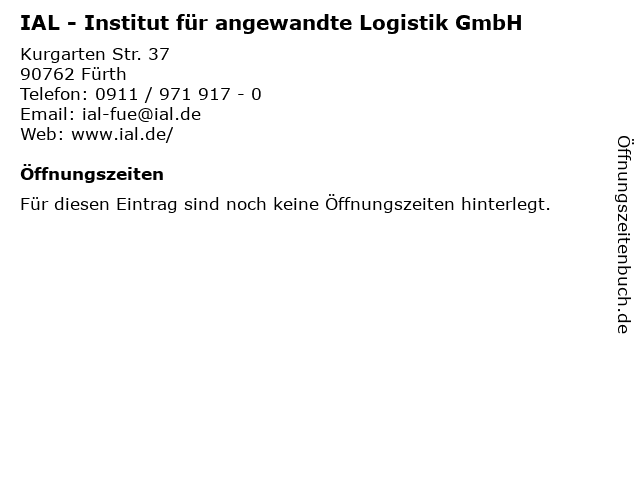 IAL - Institut für angewandte Logistik GmbH in Fürth: Adresse und Öffnungszeiten
