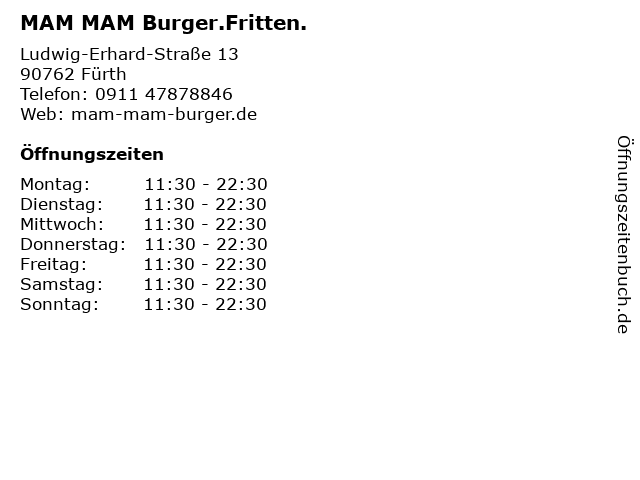 MAM MAM Burger.Fritten. in Fürth: Adresse und Öffnungszeiten