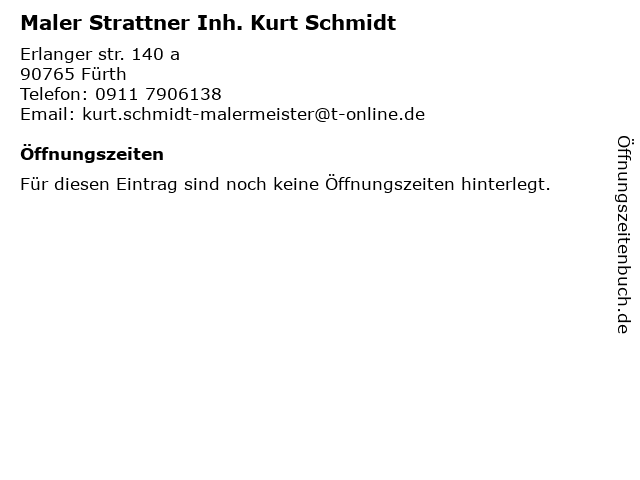 Maler Strattner Inh. Kurt Schmidt in Fürth: Adresse und Öffnungszeiten