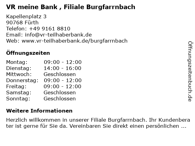 ᐅ Öffnungszeiten „VR meine Bank eG, Geschäftsstelle ...