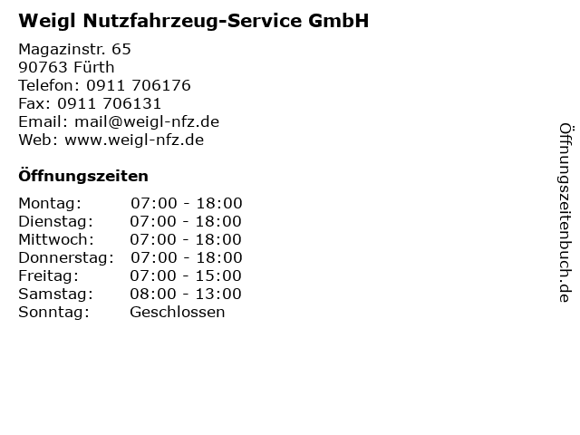 Weigl Nutzfahrzeug-Service GmbH in Fürth: Adresse und Öffnungszeiten