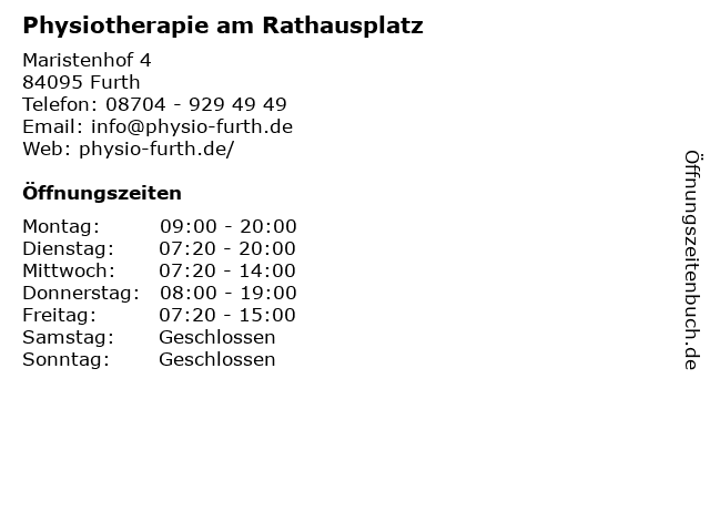 Physiotherapie am Rathausplatz in Furth: Adresse und Öffnungszeiten