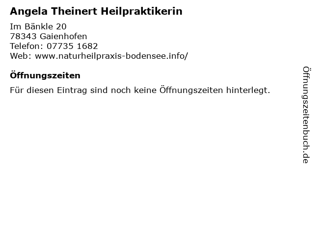 Angela Theinert Heilpraktikerin in Gaienhofen: Adresse und Öffnungszeiten