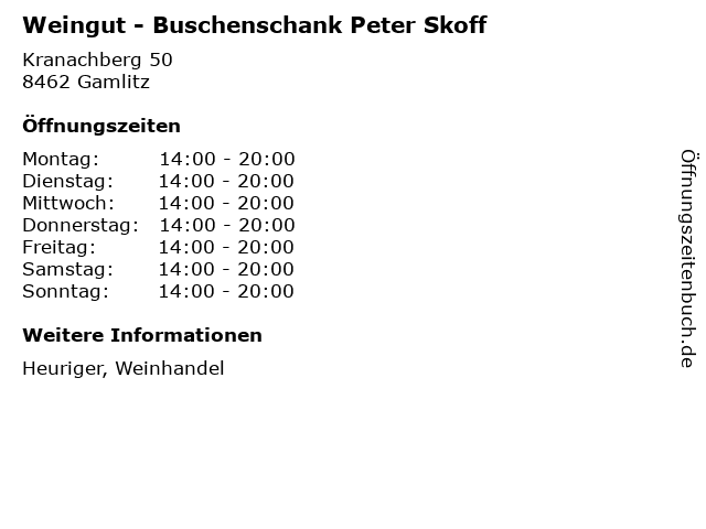 Weingut - Buschenschank Peter Skoff in Gamlitz: Adresse und Öffnungszeiten