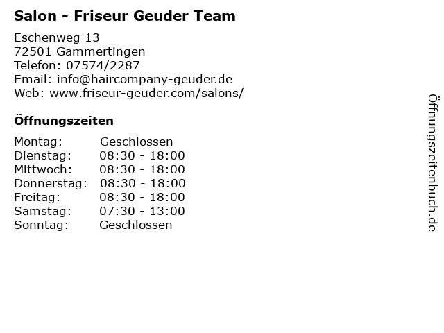 Salon - Friseur Geuder Team in Gammertingen: Adresse und Öffnungszeiten