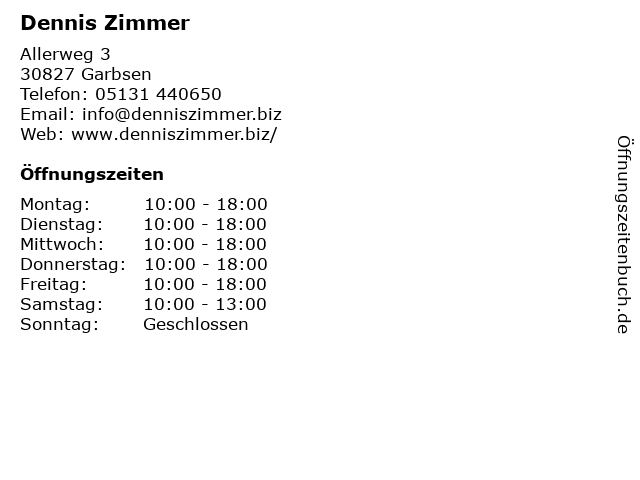 Dennis Zimmer in Garbsen: Adresse und Öffnungszeiten