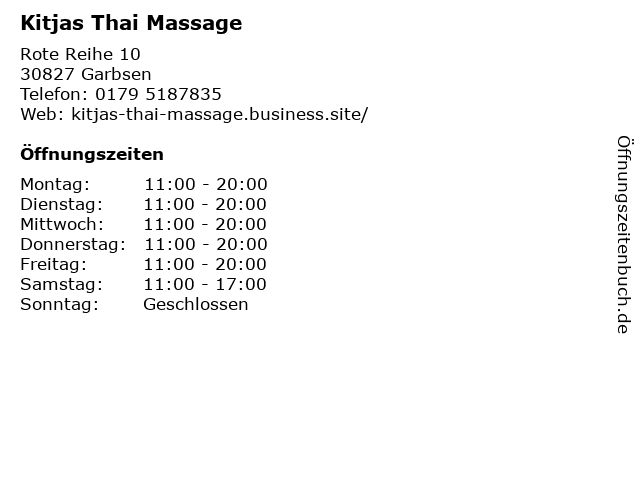 Kitjas Thai Massage in Garbsen: Adresse und Öffnungszeiten