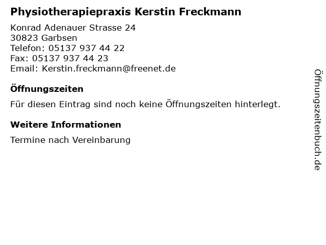 Physiotherapiepraxis Kerstin Freckmann in Garbsen: Adresse und Öffnungszeiten
