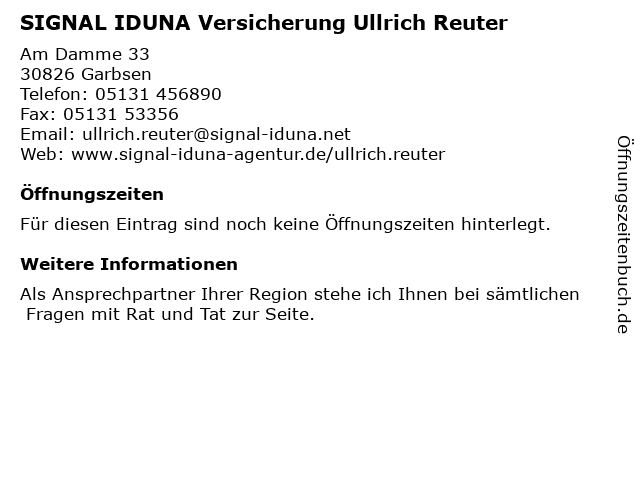 SIGNAL IDUNA Versicherung Ullrich Reuter in Garbsen: Adresse und Öffnungszeiten