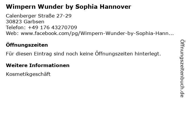 Wimpern Wunder by Sophia Hannover in Garbsen: Adresse und Öffnungszeiten