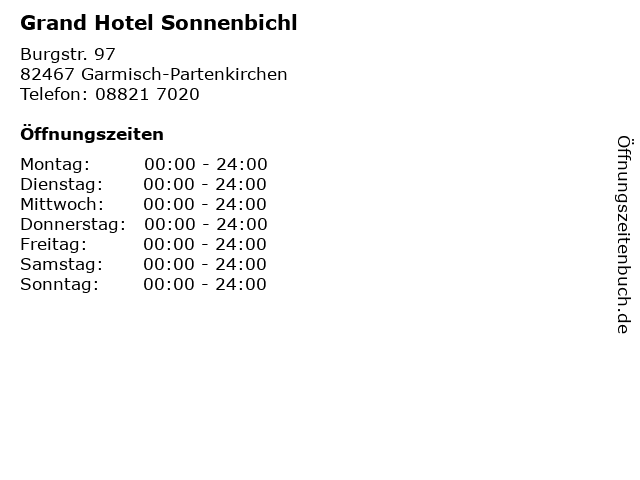 á Offnungszeiten Grand Hotel Sonnenbichl Burgstr 97 In Garmisch Partenkirchen