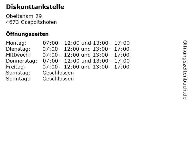Diskonttankstelle in Gaspoltshofen: Adresse und Öffnungszeiten