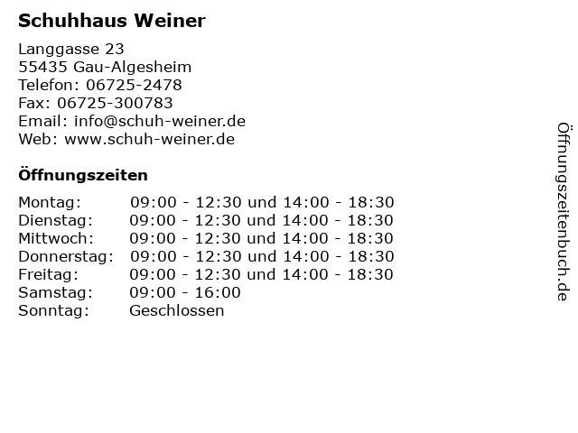 Schuhhaus Weiner in Gau-Algesheim: Adresse und Öffnungszeiten