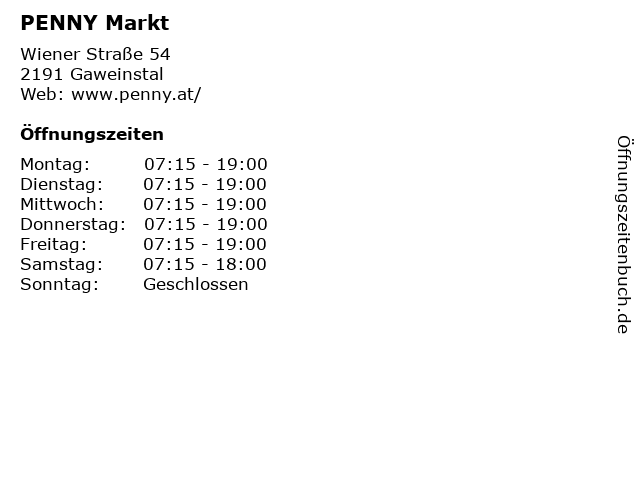 Penny Markt in Gaweinstal: Adresse und Öffnungszeiten