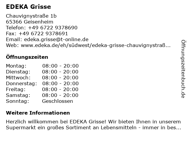 EDEKA Grisse in Geisenheim: Adresse und Öffnungszeiten