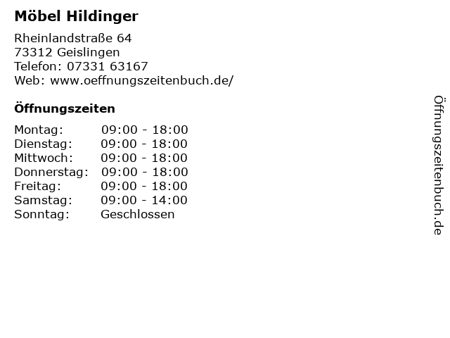 Möbel Hildinger in Geislingen: Adresse und Öffnungszeiten