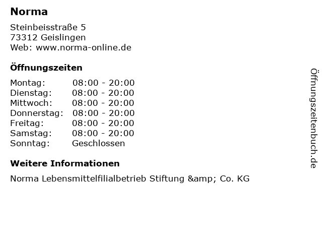 Norma in Geislingen: Adresse und Öffnungszeiten