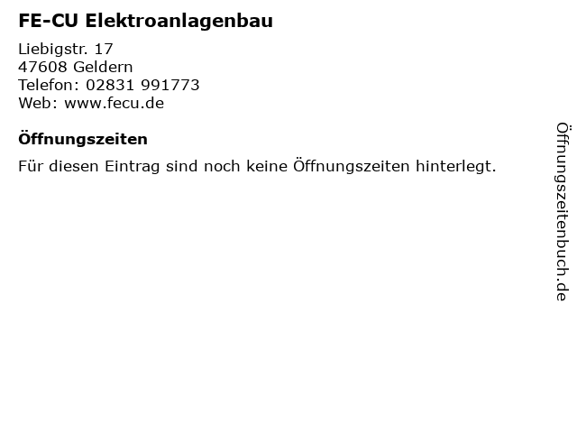 FE-CU Elektroanlagenbau in Geldern: Adresse und Öffnungszeiten