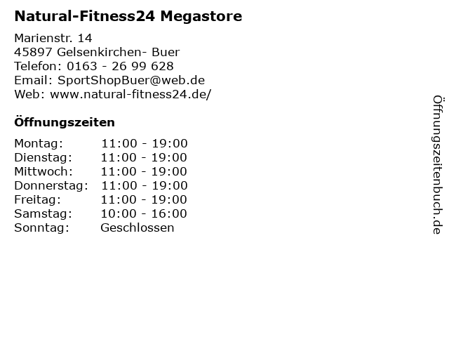 Natural-Fitness24 Megastore in Gelsenkirchen- Buer: Adresse und Öffnungszeiten