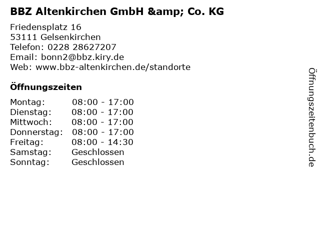 BBZ Altenkirchen GmbH & Co. KG in Gelsenkirchen: Adresse und Öffnungszeiten