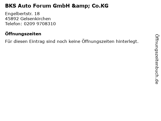 BKS Auto Forum GmbH & Co.KG in Gelsenkirchen: Adresse und Öffnungszeiten