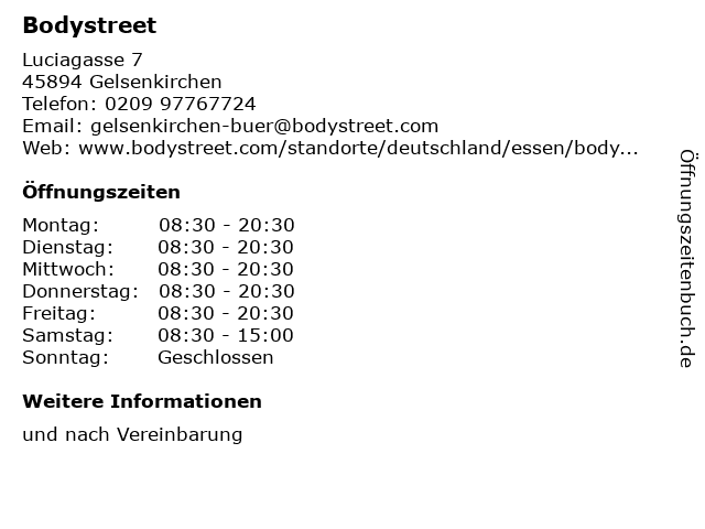Bodystreet in Gelsenkirchen: Adresse und Öffnungszeiten