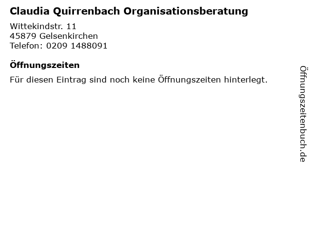 Claudia Quirrenbach Organisationsberatung in Gelsenkirchen: Adresse und Öffnungszeiten