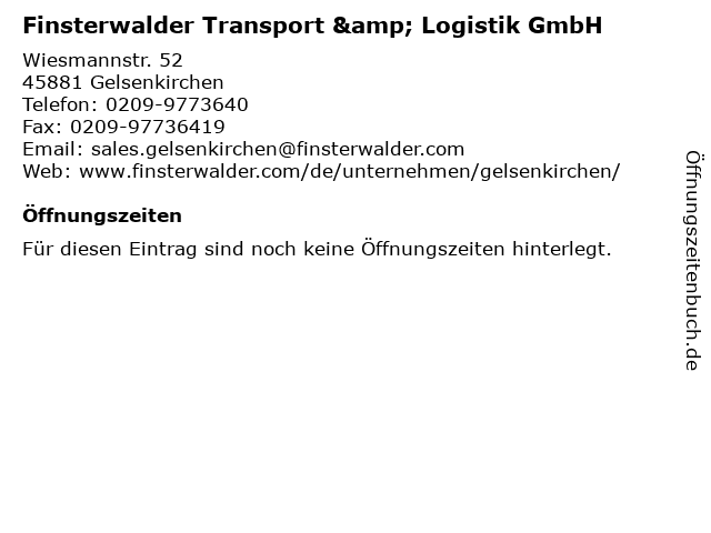Finsterwalder Transport & Logistik GmbH in Gelsenkirchen: Adresse und Öffnungszeiten
