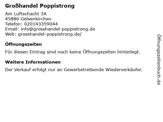 Großhandel Poppistrong in Gelsenkirchen: Adresse und Öffnungszeiten