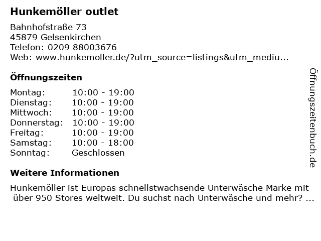 Hunkemöller in Gelsenkirchen: Adresse und Öffnungszeiten