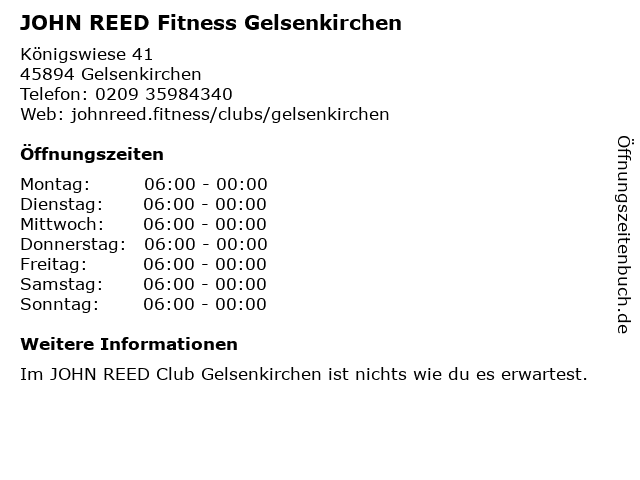 JOHN REED Fitness in Gelsenkirchen: Adresse und Öffnungszeiten