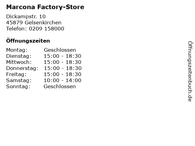 Marcona Factory-Store in Gelsenkirchen: Adresse und Öffnungszeiten