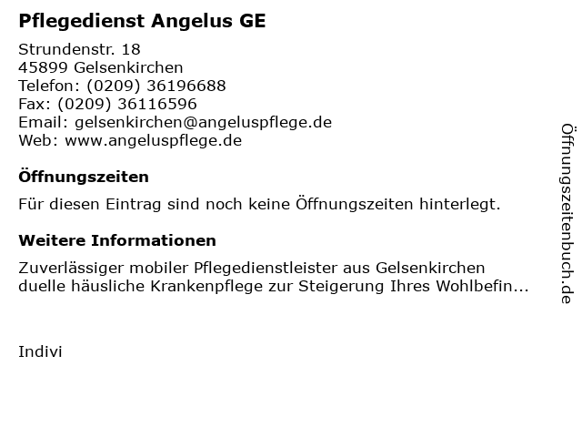 Pflegedienst Angelus GE in Gelsenkirchen: Adresse und Öffnungszeiten
