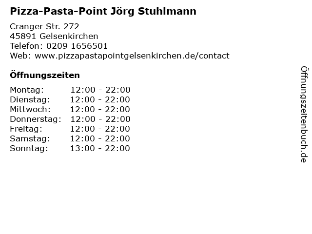 Pizza-Pasta-Point Jörg Stuhlmann in Gelsenkirchen: Adresse und Öffnungszeiten