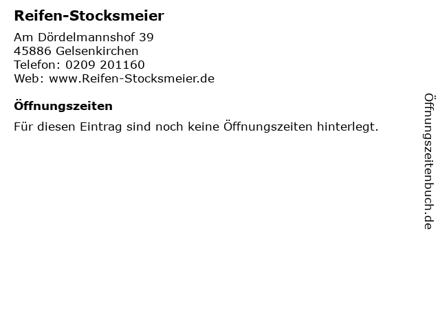 Reifen-Stocksmeier in Gelsenkirchen: Adresse und Öffnungszeiten