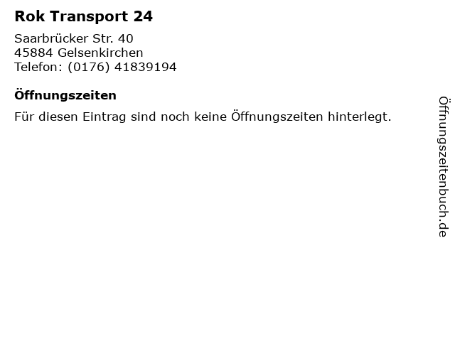 Rok Transport 24 in Gelsenkirchen: Adresse und Öffnungszeiten
