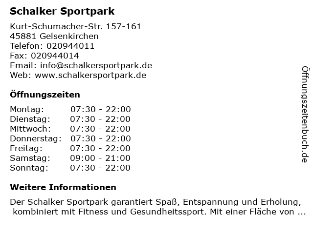 Schalker Sportpark in Gelsenkirchen: Adresse und Öffnungszeiten