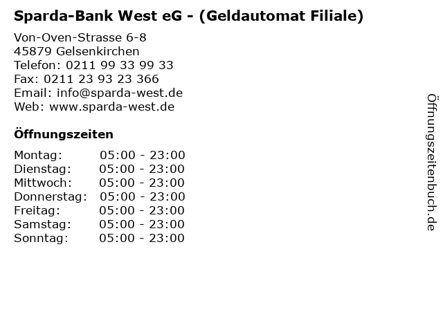 Sparda-Bank West eG - (Geldautomat Filiale) in Gelsenkirchen: Adresse und Öffnungszeiten